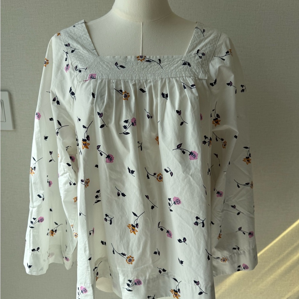 Madewell White Floral Square-Neck Tunic